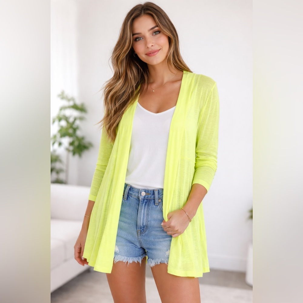 MARBLE Light Lime Open Cardigan. PTP 23